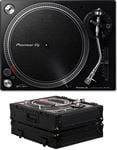 Pioneer DJ  PLX500K Direct Drive Turntable with Odyssey FZ1200BL Case Front View